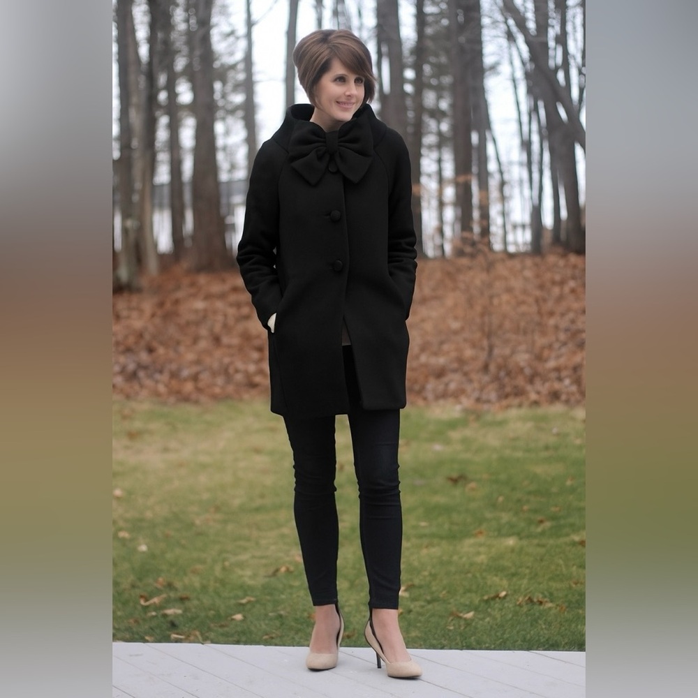 Kate Spade ♠️ Bow Black Coat